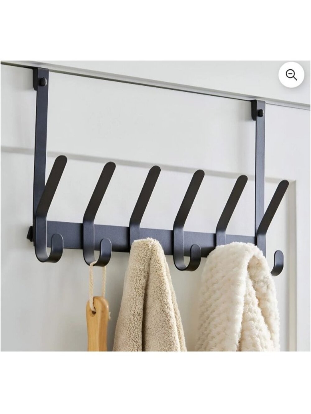 Over-The-Door 6-Hook Organizer Rack For Coats Towels & Accessories Black Finish